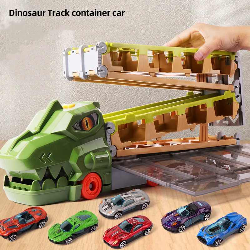 Novo dinossauro brinquedo jogar jogo veículo para menino carro portador  caminhão crianças montessori presente criança pista de corrida com crianças  mini carro - AliExpress