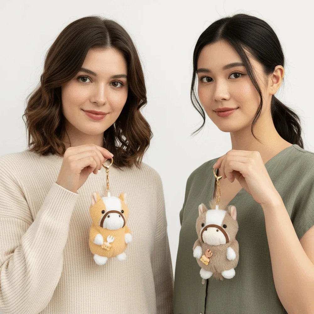 Funny Cute Mini Horse Keychain Lifelike Fluffy Texture Year of The Horse Year of Horse Soft Horse Pendant Chinese New Year