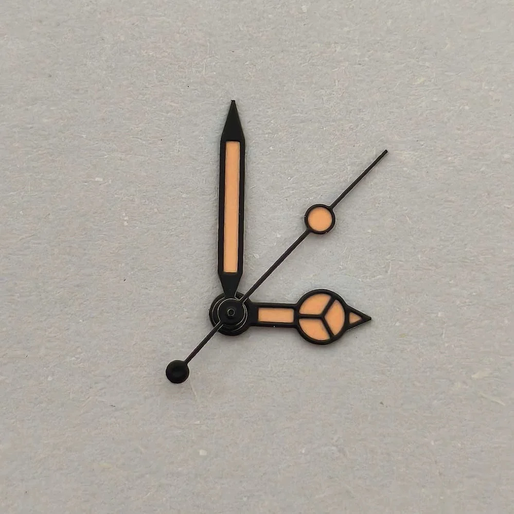 Green Luminescent Edged Watch Hands Accessories in Black and Silver with Orange Accents