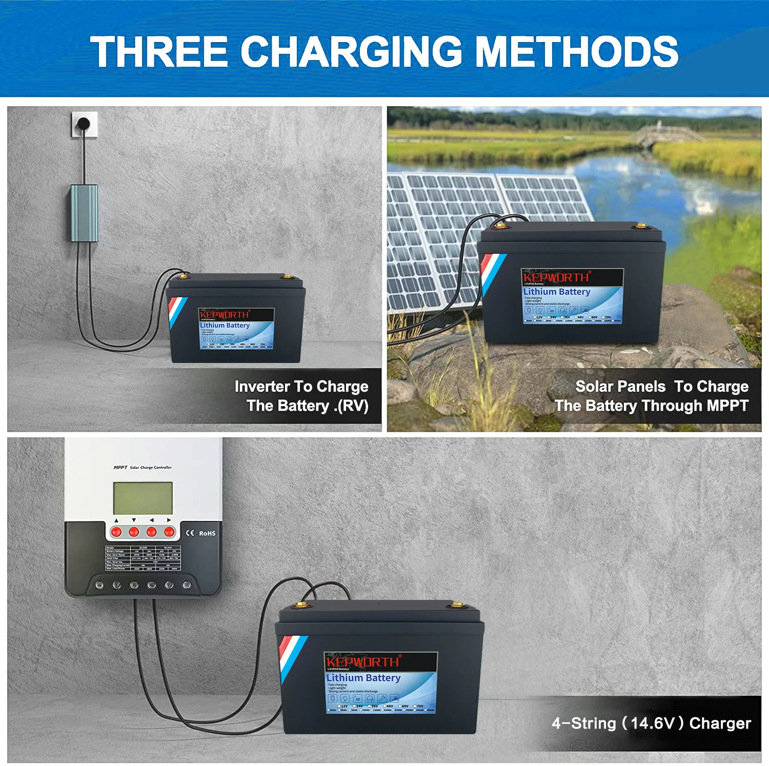 Newest kepworth lifepo4 deep cycle battery 12v 120ah with built in 120a