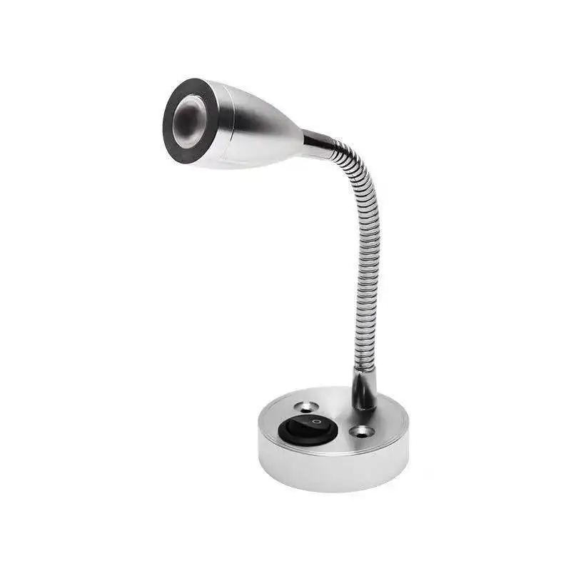 3W Wall Lmap Sconces Clamp light Bedroom Lamp with Switch Silver black  Flexible Gooseneck home bedside reading lights
