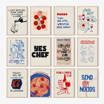 Wine Cheese Art Canvas Print | Modern Kitchen Bar Wall Decor