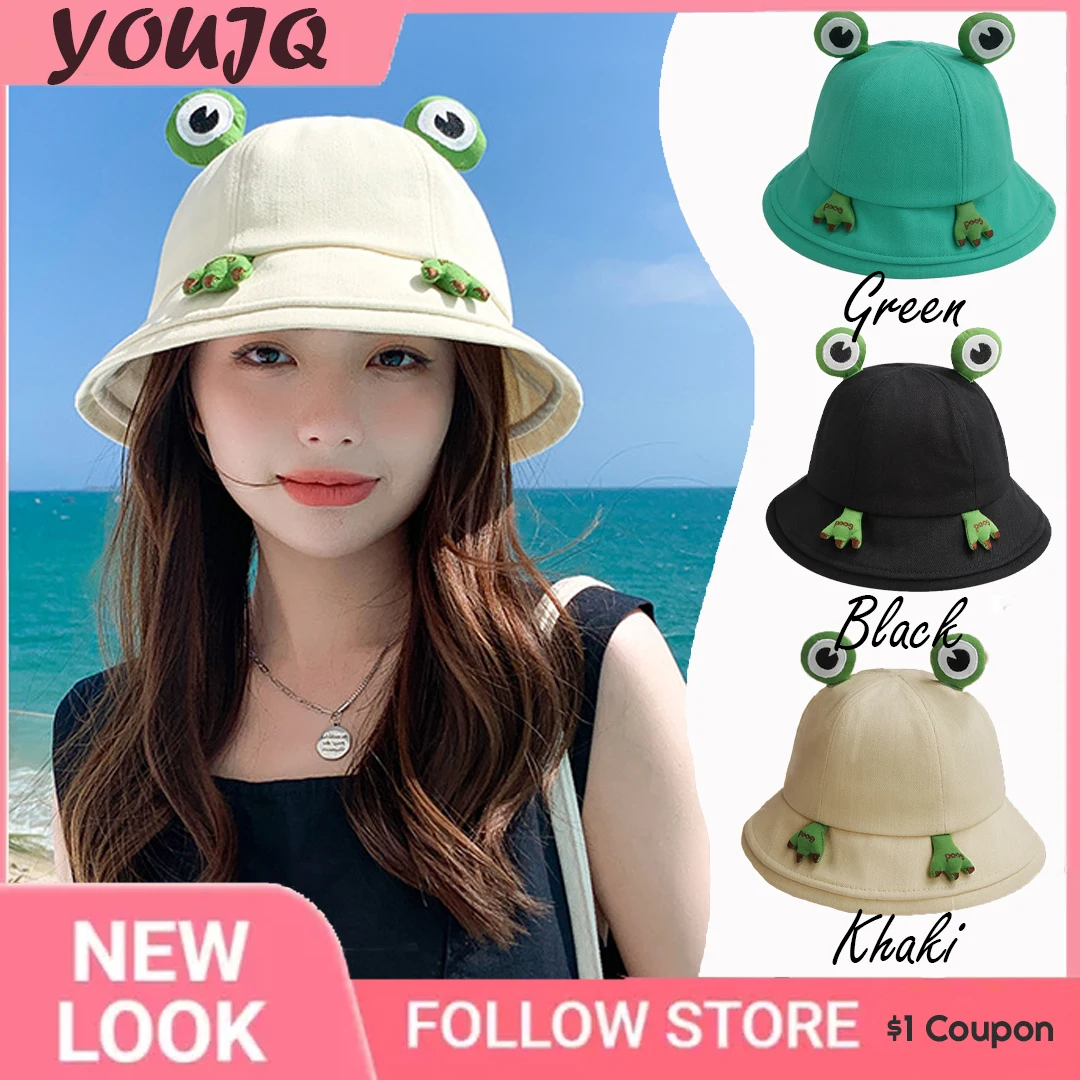 

Parent-Child Cute Frog Hat Female Spring Summer Korean Bucket Hats Women Fisherman Caps Student Cartoon Panama Outdoor Travel
