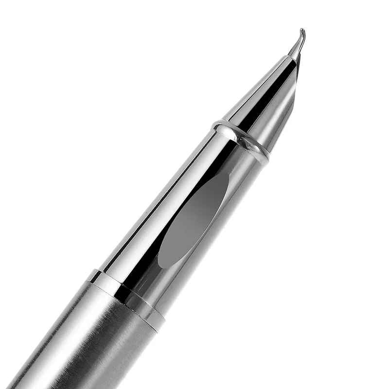 High Quality Fashion Silver Art Fountain Pens 0.8/1.3mm Curved Nib Students Calligraphy Writing Tools School Office Stationery