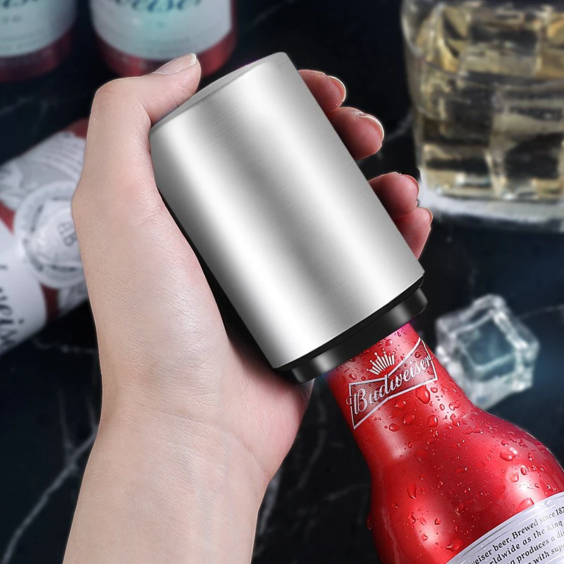 

Stainless Steel Beer Bottle Opener,Magnetic Automatic Press Lid Opener,Soda Cap Opener Portable Bar Gadgets Kitchen Accessories