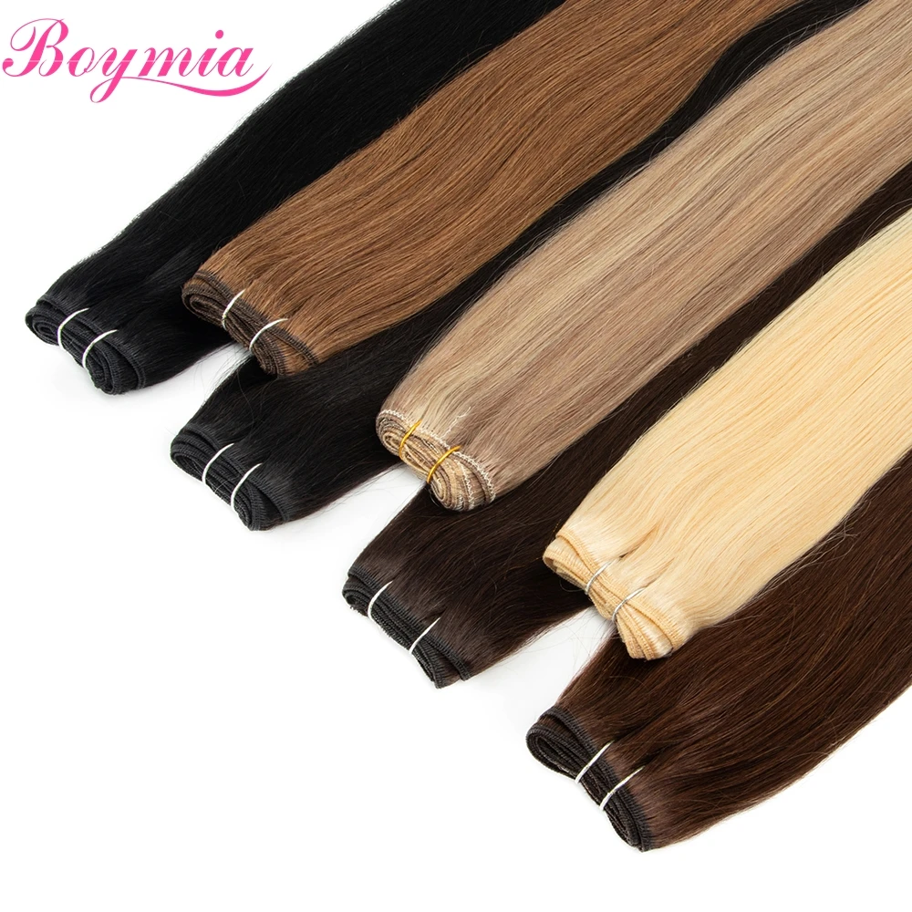 

Boymia Human Hair Weft 12"-24" Straight Sewing In Hair Bundles Natural Black Brown Blonde Salon Hair Weaves 45-50g For Women