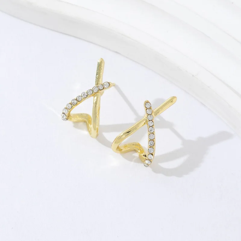 Trendy Inlaid with Rhinestones Cross Stud Earrings for Women Dainty Simple Minimalist Earring Fashion Jewelry Party Gifts - 4