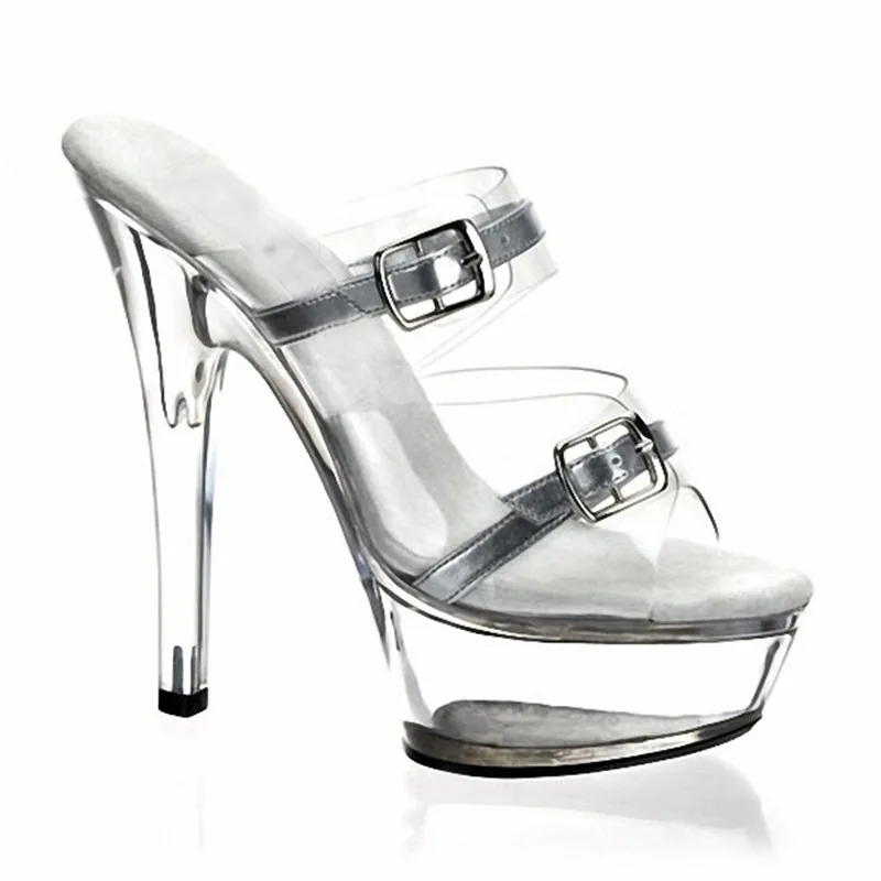 Princess Style Clear 15cm Open Toe High Heel Platform Shoes 6 Inch Sexy Slippers New Summer Model dance shoes