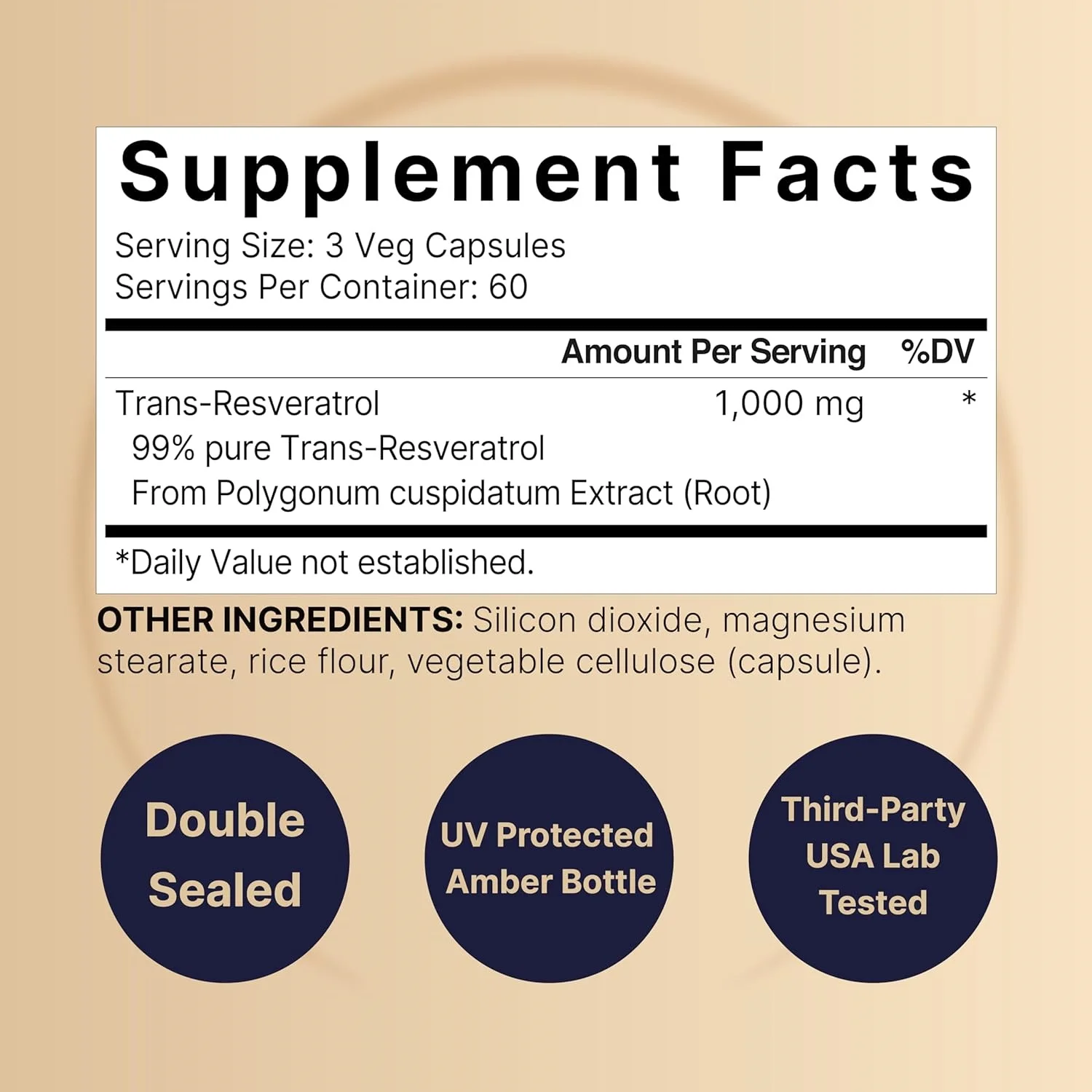 Resveratrol Capsule Supplement Supports Healthy Heart Immunity Brain Skin Antioxidant Promotes Overall Health
