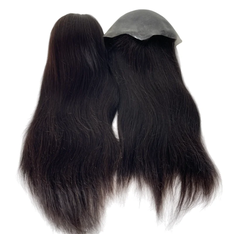 브라질 처녀 인모 가발 자연 색상 12인치-22인치 150% 밀도 여성용 풀 PU 가발.