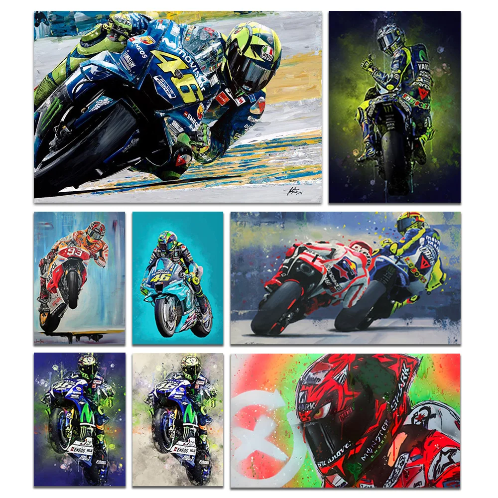 

Watercolor Dazzling Motorcycle Home Living Room Bedroom Wall Decoration Art Poster Mural Street Graffiti HD Print CanvasPainting