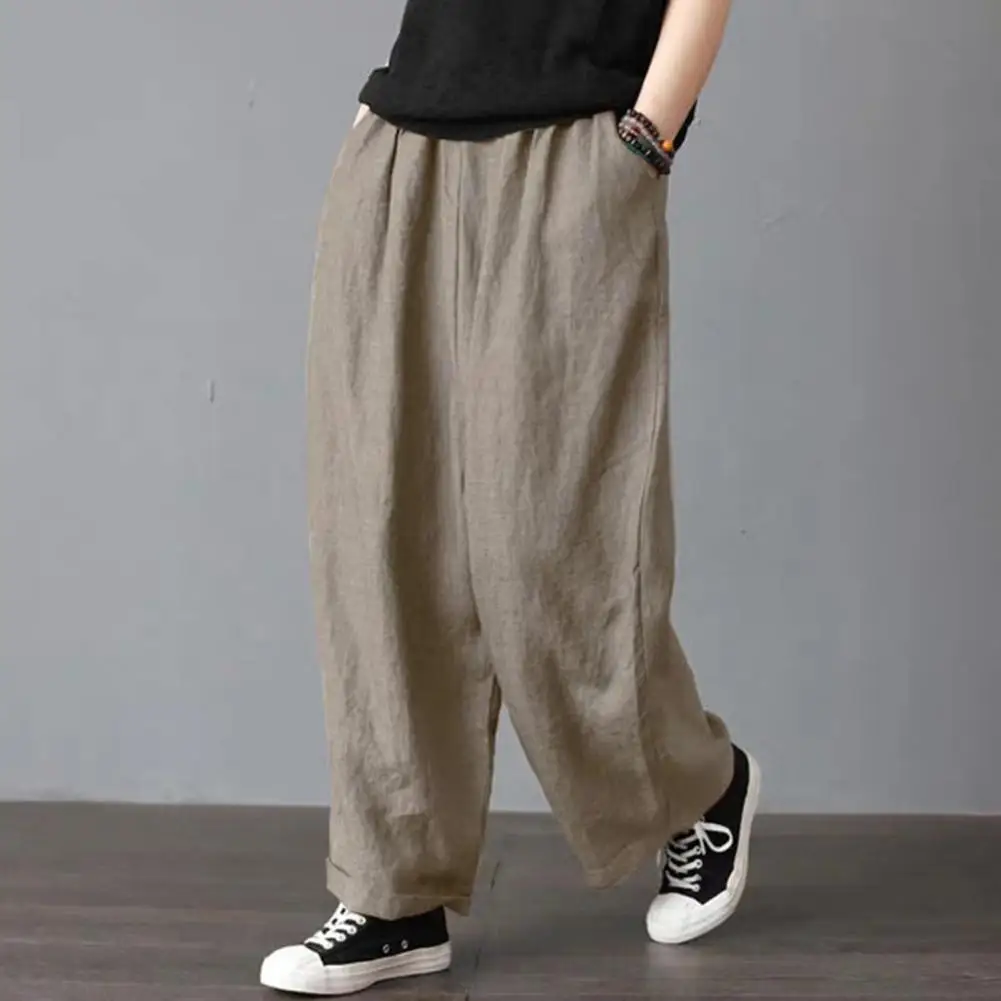 

Oversized 4xl Casual Cotton Linen Bloomers Pants Women Baggy Vintage Trousers Mom's New Fashion High Waist Summer Sweatpant