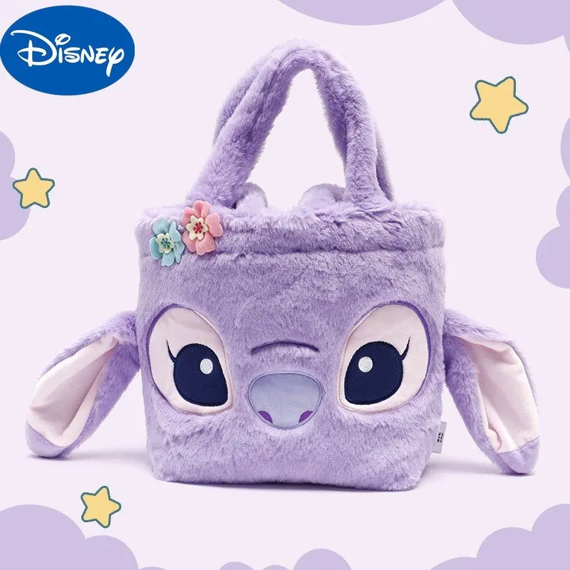 

MINISO Genuine Disney Purple Angel Stitch Shoulder Bag Cute Angel Pendant Lavender Plush Doll Bag Bags for Women