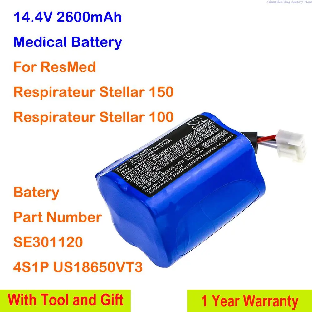 

Cameron Sino 14.4V 2600mAh Medical Battery SE301120 for ResMed Respirateur Stellar 150, Respirateur Stellar 100 +Tool and Gifts