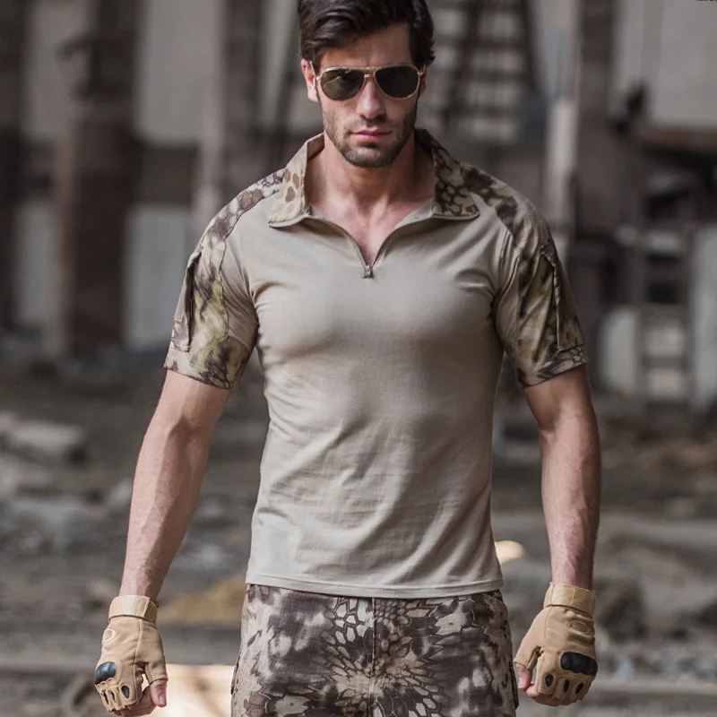 Military Tactical Shirt Hunting Clothes Combat Shirt Multicam Man Summer Camouflage Shirts Summer Army Casual Training Shirts