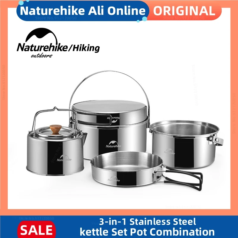 Stainless Steel Camping Pot Naturehike Stainless Steel Cookware Set Camping Camping Cookware