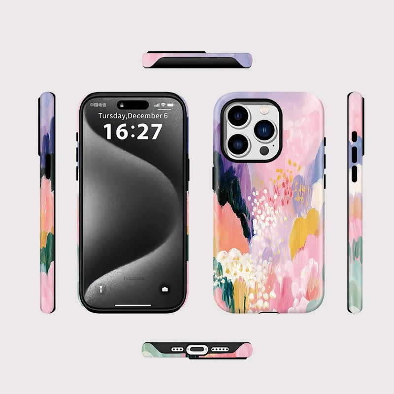 Fcicicase Colorful Painting Phone Case For iPhone 17 16 15 Pro Max 14 Plus 13 12 11 Acrylic Magnetic Matte For Magsafe Cover 2