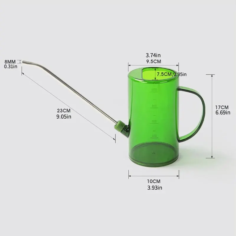 1pc Stainless Steel Long Spout Watering Can with Transparent Scale for Precise Watering of Flowers Potted Plants Greenery