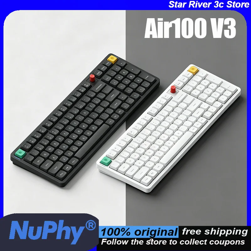 NuPhy Air100 V3 기계식 키보드 로우 프로파일 무소음 트라이 모드 무선 맥 오피스 호환 휴대용 다양한 레이아웃