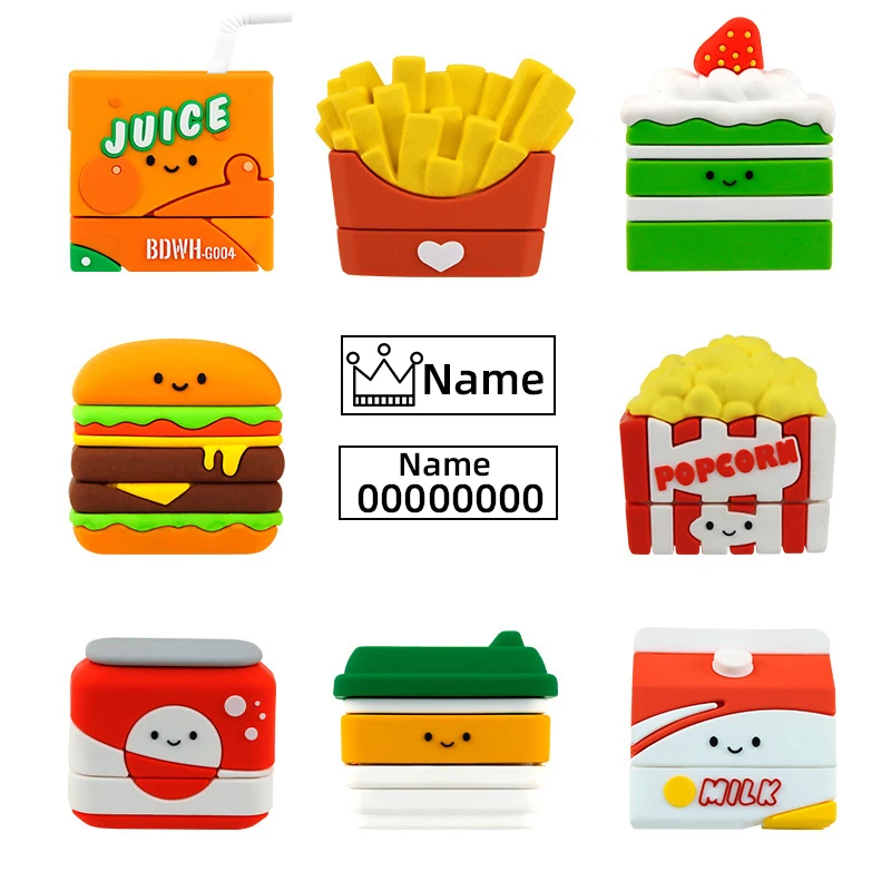 Name Stamp DIY For Student Name Seal Juice Cake Coffee Kitchen Food Simulation Kitchenware Play Pretend Play Montessori Toys