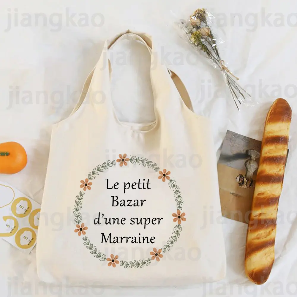 

Сумка-тоут женская холщовая, саквояж на плечо во французском стиле, дорожная Экологически чистая Сумочка с цветочным принтом в стиле Харадзюку, подарок для крестной матери