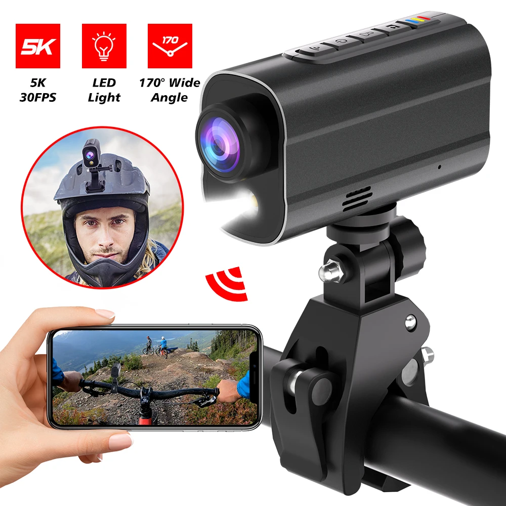 Action Camera 5K 30M Waterproof Sport Camera Road Bike Motorcycle Helmet EIS Anti Shake Bicycle Drive Recorder DV