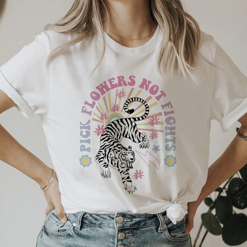 Camiseta de manga corta con de los 90 para mujer, camisetas con estampado de letras de Tigre, camiseta Vintage de dibujos animados, camiseta elegante para mujer| | AliExpress