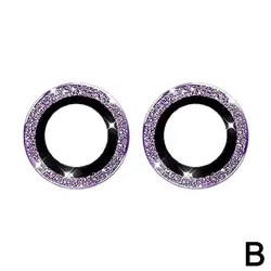 Bling Tiny Diamond Alloy Camera HD Glass Protector Cap with Glitter Metal Lens Ring Cover - Galaxy Z Flip5 (Purple)
