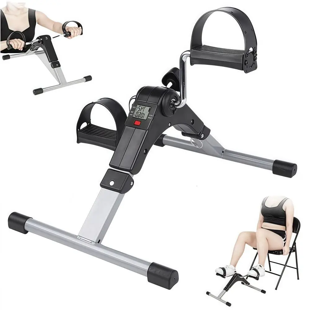 Display lcd mini bicicleta de exercício portátil pernas finas bicicleta de exercício com temporizador dobrável pedal exercitador casa fitness 5