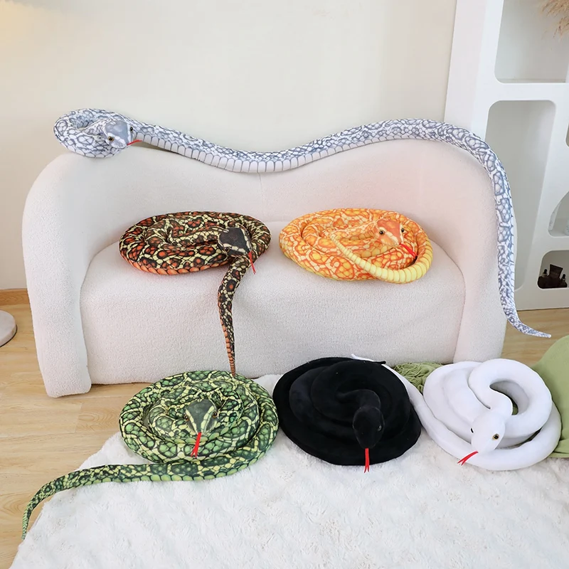 110-310cm 시뮬레이션 파이썬 보아 플러시 인형 파충류 화이트 그린 실버 블랙 아름다운 패턴 뱀 플러시 인형 홈 인테리어