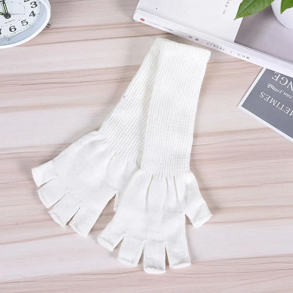 

Cold Protection Solid Color Outdoors Autumn For Female Knitted Gloves Long Mittens Half-finger Gloves Warm Hand Accessories