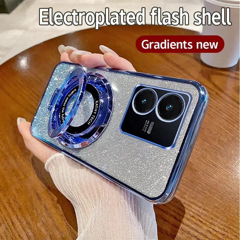 Electroplating Soft Glitter TPU Phone Case with Magnetic Bracket