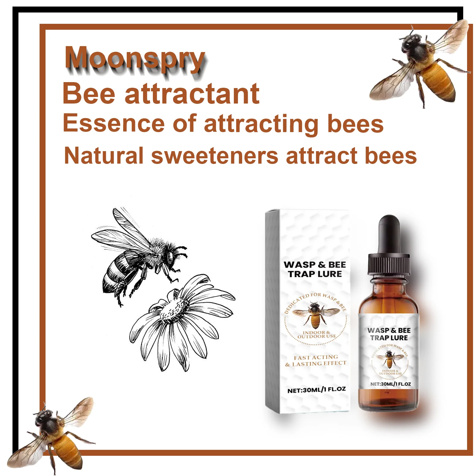 Bee Attractant Lure Bee Queen Pheromone Catching Bait Swarm Lure Beekeeping Attract Bait Swarm Commander Honeybee Trap Liquid