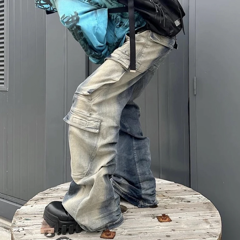 Jeans Larghi Jeans Con Disegni Uomo Jeans Larghi Tasca Laterale