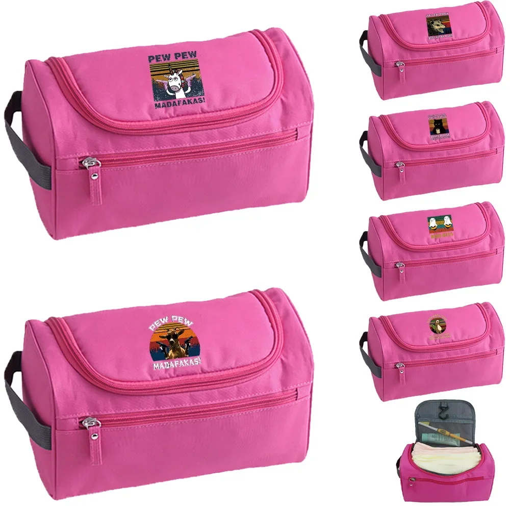 

Travel Cosmetic Bag Women Makup Bag Portable Zipper Wash Bag Toiletry Organizer Painting Pew Series Hanging Waterproof Pouch