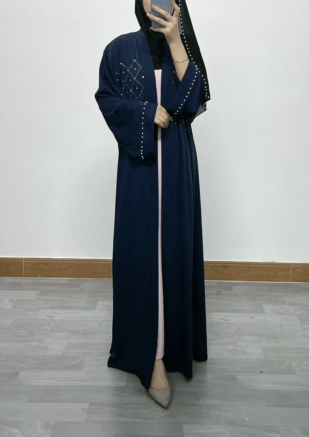 여성용 우아한 그물 컬러 비즈 라인 스톤 레이스 가디건 로브, 아랍, 중동 패션, Jalabiya