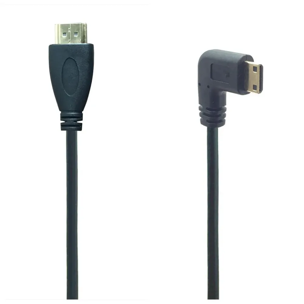 카메라 모니터 프로젝터 노트북 TV용 미니 HDTV 케이블, 90 도 왼쪽 오른쪽 각도, C 타입에서 A 타입, 0.5m, 50 개/로트