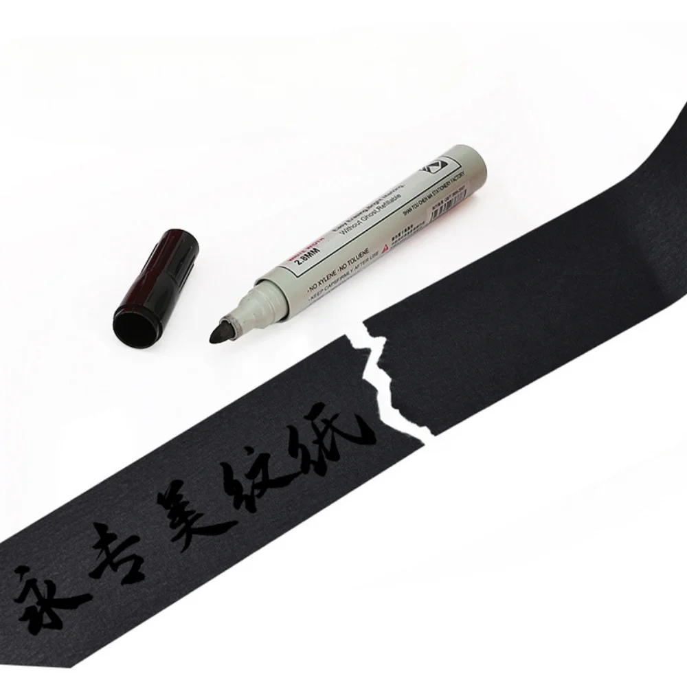 Textured Black Paper Tape for Writing, Painting, and Crafting - 50m Roll (Various Widths)