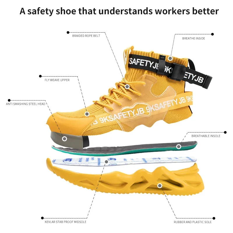 New Fashion Man Safety Shoes Puncture-Proof Work Sneakers Lightweight Men Steel Toe Cap Indestructible Boots Male Footwear safety shoes,men shoes