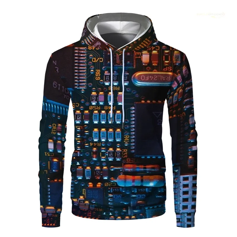 thumbnail image 1 of Sudadera con capucha con gráfico de chip electrónico para hombre, sudadera con estampado 3D de placa de circuito de CPU, sudadera divertida, sudaderas con capucha, ropa de calle, 1 of 5