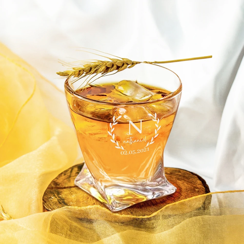 Personalized Whiskey Glass Groomsmen Gifts Custom Logo Text Whiskey Glasses Rocks Glasses Scotch Glasses Wedding Gift For Him