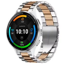 Premium 22mm Metal Watch Strap Bracelet - Forerunner 970 (Silver rose gold)