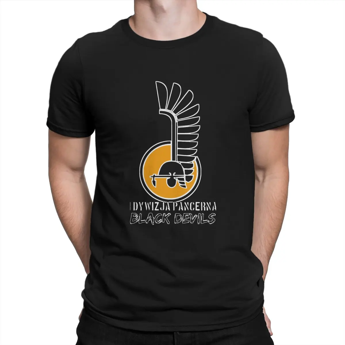 

1 Dywizja Pancerna, Мужская футболка, смешные футболки Hussar с крыльями, футболки с коротким рукавом и круглым вырезом, Оригинальная одежда из чистого хлопка