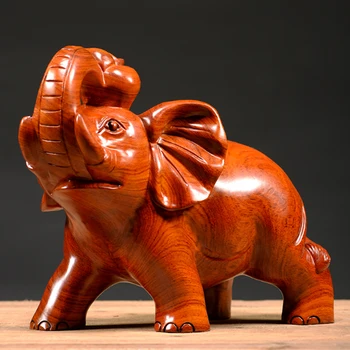 Elephant Ornaments Solid Wood Hand Carving Home Decoration Wooden Elephant Lucency Feng Shui Office Decoration Gift Souvenir 2