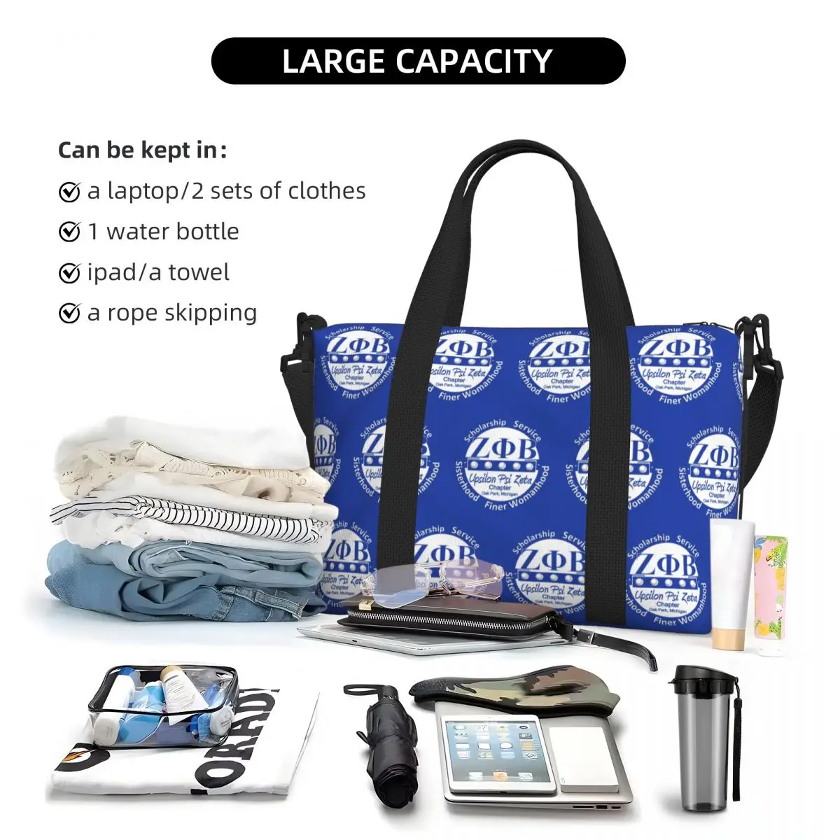 Zeta Phi Beta Tote Bag for Women Big Capacity Greek Letter 1920 Gym Beach Travel Bags