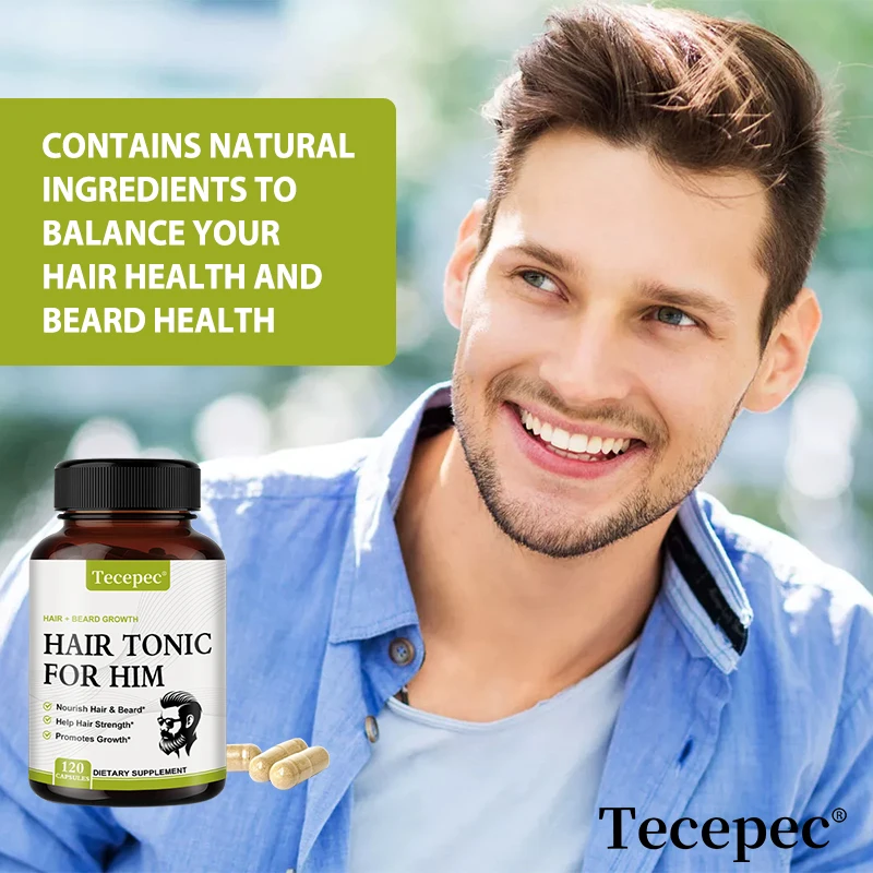 alt="A bottle of Biotin for Men, promoting healthy Beard & Hair Growth.