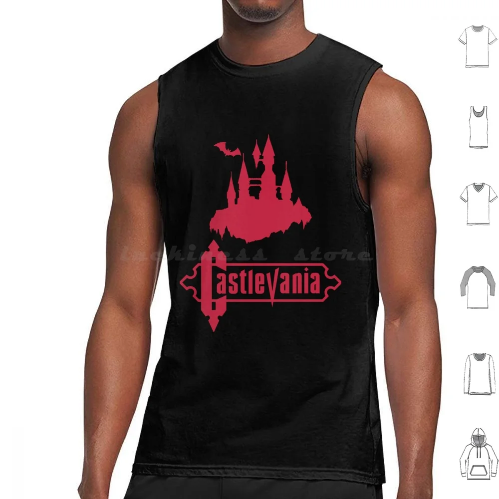 Castlevania Canotte Gilet Senza Maniche Castlevania Castillo Castle Vampire Vampiro Dracula Belmont Bat Murcielago Nes