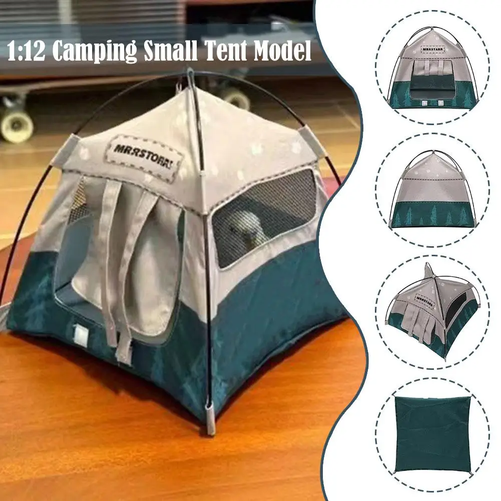 Miniature Dollhouse Camping Scene Model with Movable Dolls