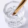 Mini Crystal Glass Clear Acrylic Small Octagonal Powder Liquid Nail Cup Nail Brush Cleaning Tools Liquid Power Mixing Bowl new 4