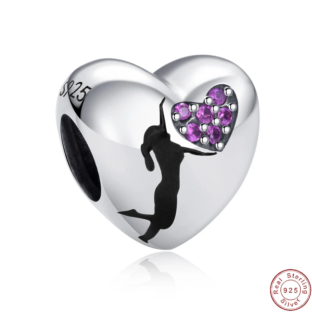 

European S925 Sterling Silver Enamel Romantic Love Girl DIY Charm Bead For Original Women Bracelet Necklace Chain Jewelry